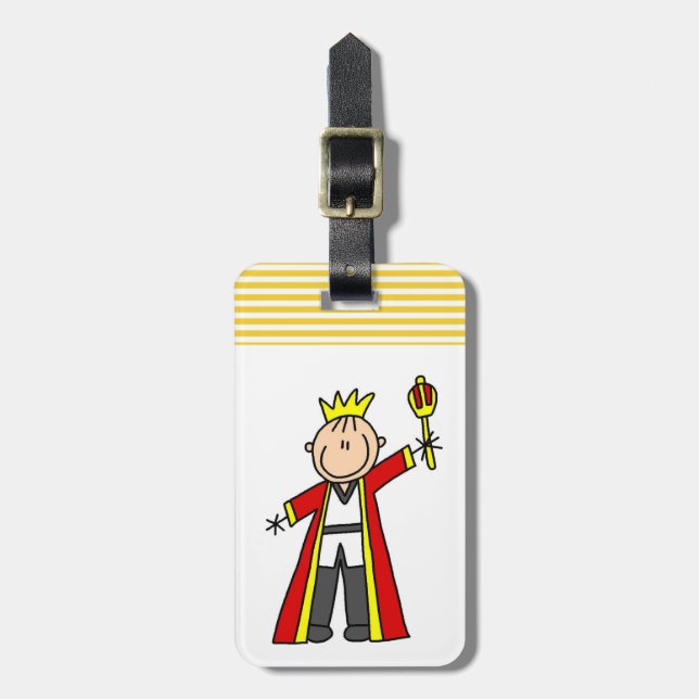 Stick Figure King Luggage Tag (Front Vertical)