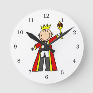 Stick Figure King Round Clock
