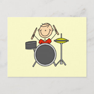 Stick Figure Male Drummer T-shirts and Gifts Postcard