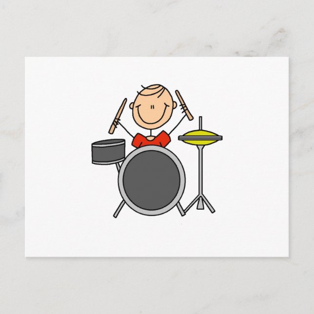 Stick Figure Male Drummer T-shirts and Gifts Postcard (Front)