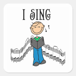 Stick Figure Male I Sing T-shirts and Gifts Square Sticker