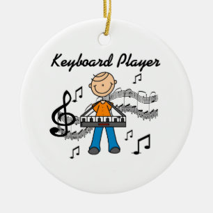 Stick Figure Male Keyboard Player Gifts Ceramic Tree Decoration