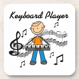 Stick Figure Male Keyboard Player Gifts Coaster