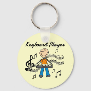 Stick Figure Male Keyboard Player Gifts Key Ring