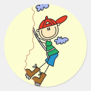Stick Figure Mountain Climbing Tshirts and Gifts Classic Round Sticker