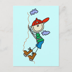 Stick Figure Mountain Climbing Tshirts and Gifts Postcard