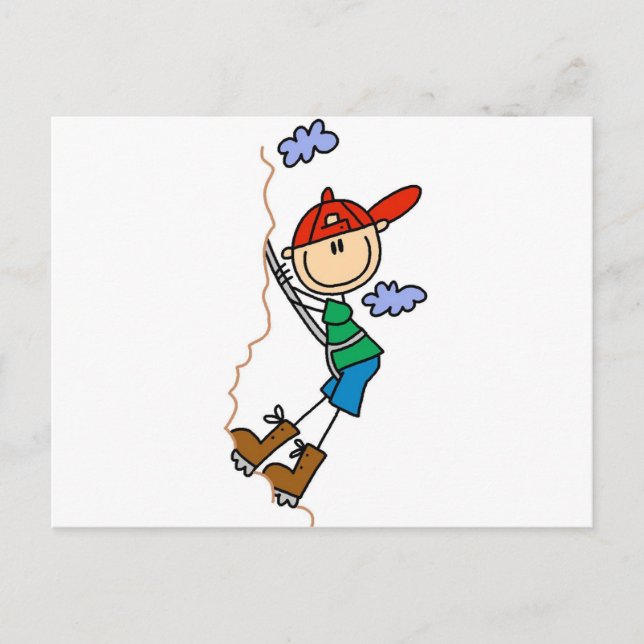 Stick Figure Mountain Climbing Tshirts and Gifts Postcard (Front)