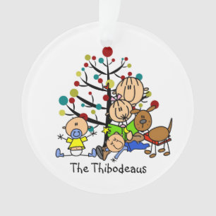 Stick Figure Mum, Kids, Dog Acrylic Ornament