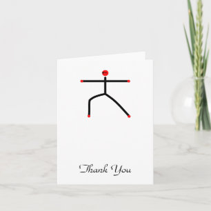 Stick figure of warrior 2 yoga pose. thank you card