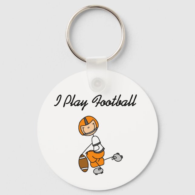Stick Figure Orange I Play Football Key Ring (Front)
