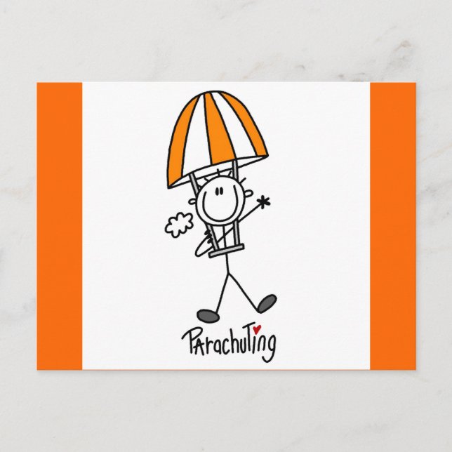 Stick Figure Parachuting T-shirts and Gifts Postcard (Front)