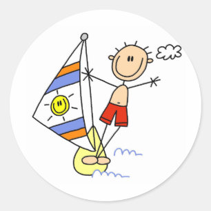 Stick Figure Parasailing Stickers