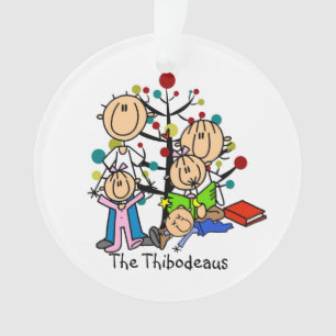 Stick Figure Parents, Kids Acrylic Ornament