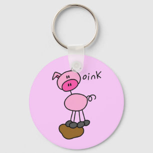 Stick Figure Pig T-shirts and Gifts Key Ring