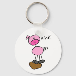 Stick Figure Pig T-shirts and Gifts Key Ring
