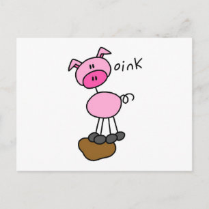 Stick Figure Pig T-shirts and Gifts Postcard