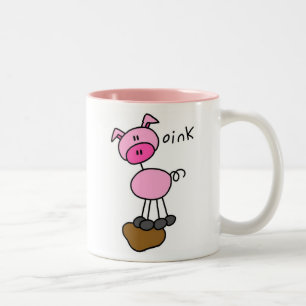Stick Figure Pig T-shirts and Gifts Two-Tone Coffee Mug