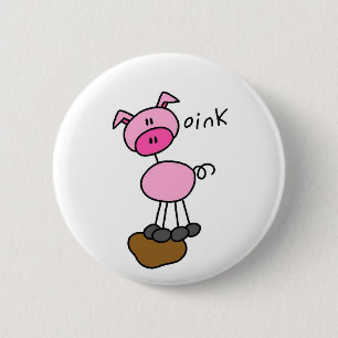 Stick Figure Pig Tshirts and Gifts 6 Cm Round Badge