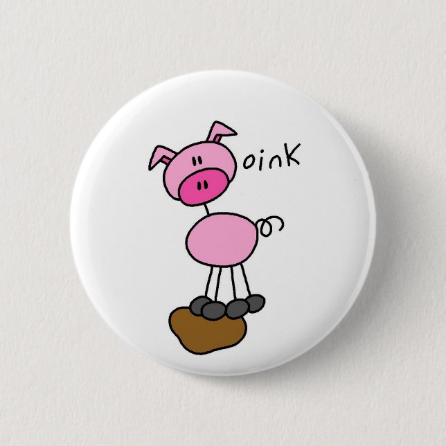 Stick Figure Pig Tshirts and Gifts 6 Cm Round Badge (Front)