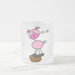 Stick Figure Pig Tshirts and Gifts Frosted Glass Coffee Mug