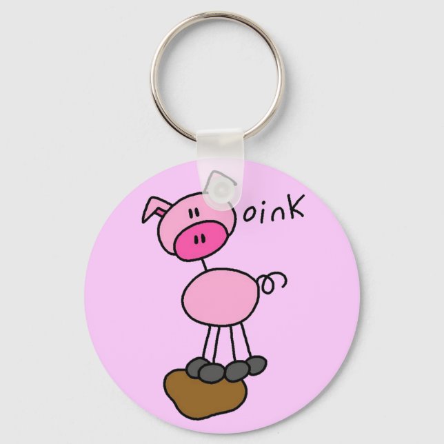 Stick Figure Pig Tshirts and Gifts Key Ring (Front)