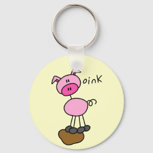 Stick Figure Pig Tshirts and Gifts Key Ring