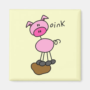 Stick Figure Pig Tshirts and Gifts Magnet