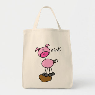 Stick Figure Pig Tshirts and Gifts Tote Bag