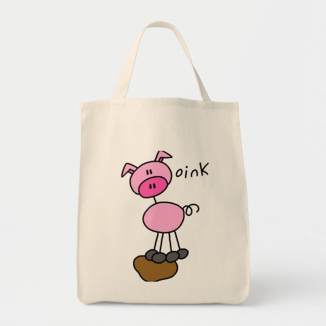 Stick Figure Pig Tshirts and Gifts Tote Bag (Front)