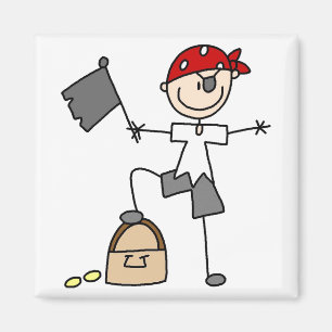 Stick Figure Pirate Treasure Magnet