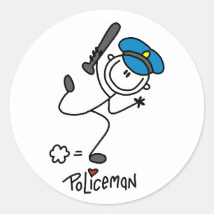 Stick Figure Police Officer Classic Round Sticker