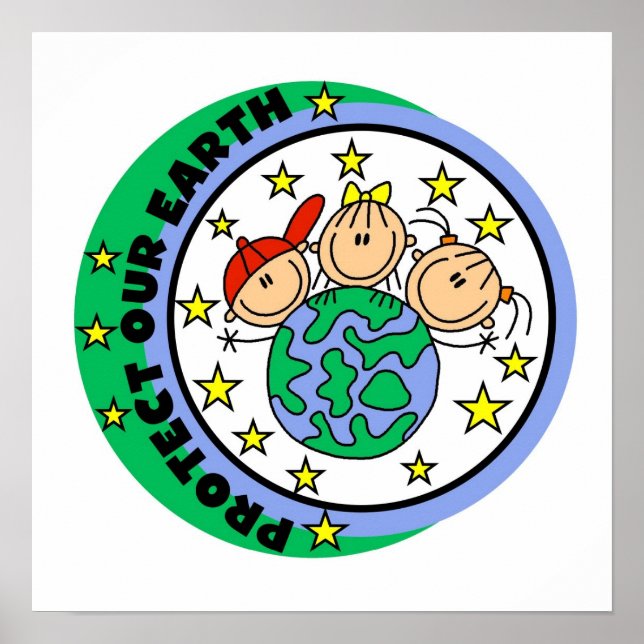 Stick Figure Protect Our Earth T-shirts and Gifts Poster (Front)