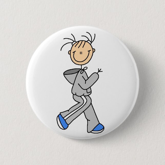 Stick Figure Running Button (Front)