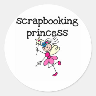 Stick Figure Scrapbook Princess Classic Round Sticker