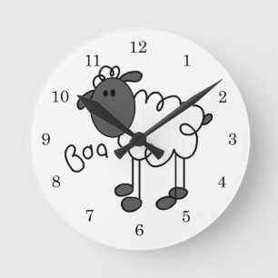 Stick Figure Sheep T-shirts and Gifts Round Clock