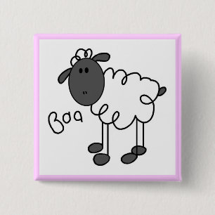 Stick Figure Sheep Tshirts and Gifts 15 Cm Square Badge