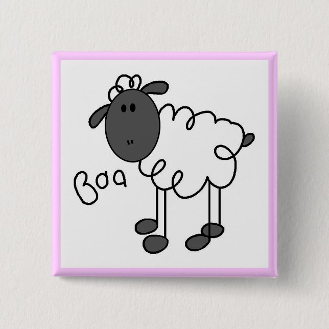 Stick Figure Sheep Tshirts and Gifts 15 Cm Square Badge (Front)