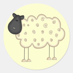 Stick Figure Sheep tshirts and Gifts Classic Round Sticker