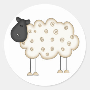 Stick Figure Sheep tshirts and Gifts Classic Round Sticker