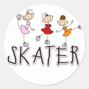 Stick Figure Skater Tshirts and Gifts Classic Round Sticker