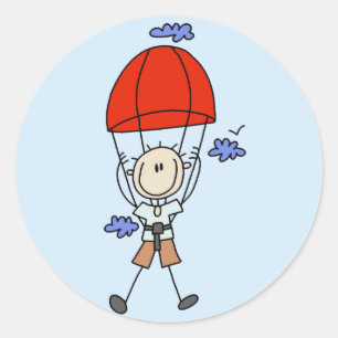 Stick Figure Sky Diver Tshirts and Gifts Classic Round Sticker