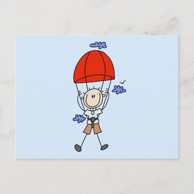 Stick Figure Sky Diver Tshirts and Gifts Postcard (Front)