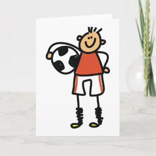 Stick Figure Soccer Boy Football Player Card