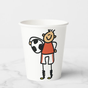 Stick Figure Soccer Boy Football Player Paper Cups
