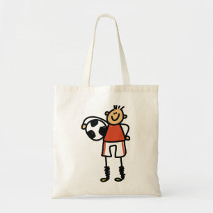 Stick Figure Soccer Boy Football Player Tote Bag