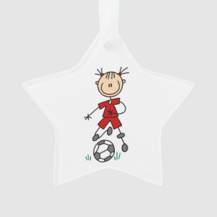 Stick Figure Soccer Red Uniform Acrylic Ornament