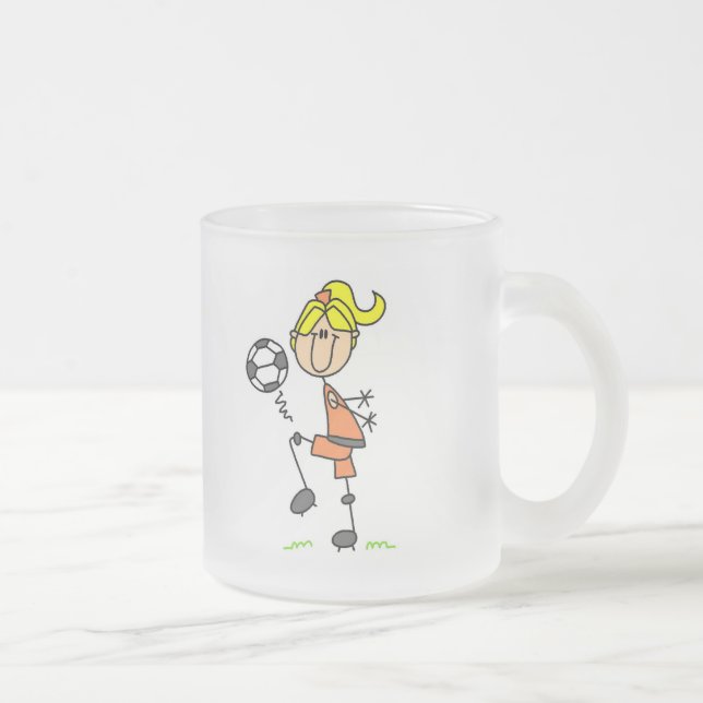 Stick Figure Soccer Tshirts and Gifts Frosted Glass Coffee Mug (Right)