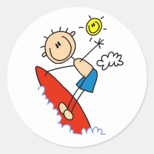 Stick Figure Surfer Boy Stickers