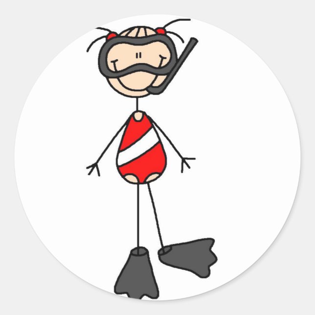 Stick Figure Swimming Sticker (Front)