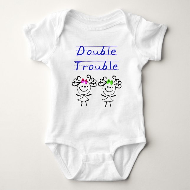 Stick Figure Twin girls Baby Bodysuit (Front)